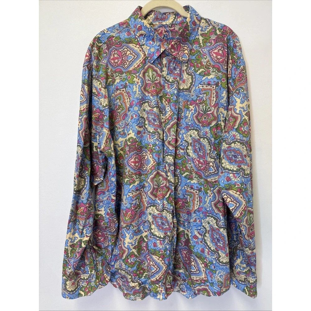 Alan Flusser Long Sleeve Shirt Mens 2XL XXL Multicolor Paisley Button Down Loud‎ - Picture 2 of 8